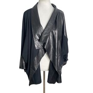 Ivan Grundahl Copenhagen Black Leather Trim  Jersey Avant Garde  Jacket Medium